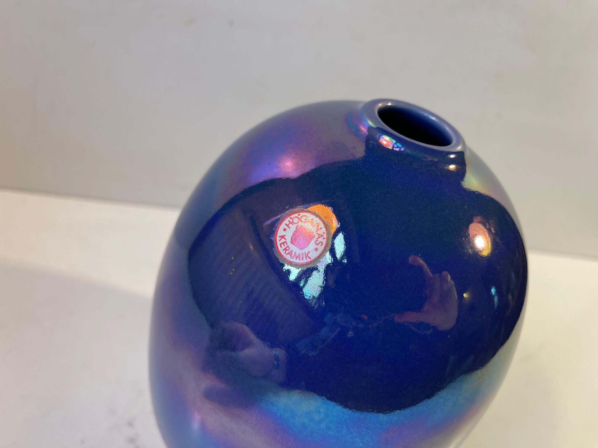Vintage Höganäs Stoneware Egg Vase with Oily Mirror Glaze In Good Condition For Sale In Esbjerg, DK