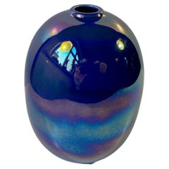 Vintage Höganäs Stoneware Egg Vase with Oily Mirror Glaze