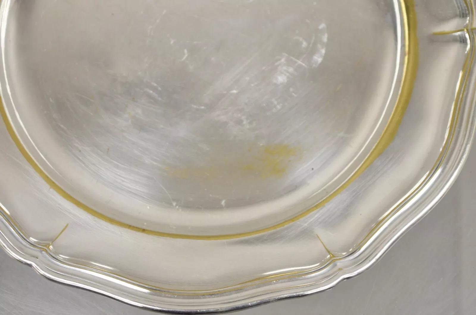 Unknown Vintage Hoka Metal Argente Germany Silver Plated Scalloped Round Dish Plate For Sale