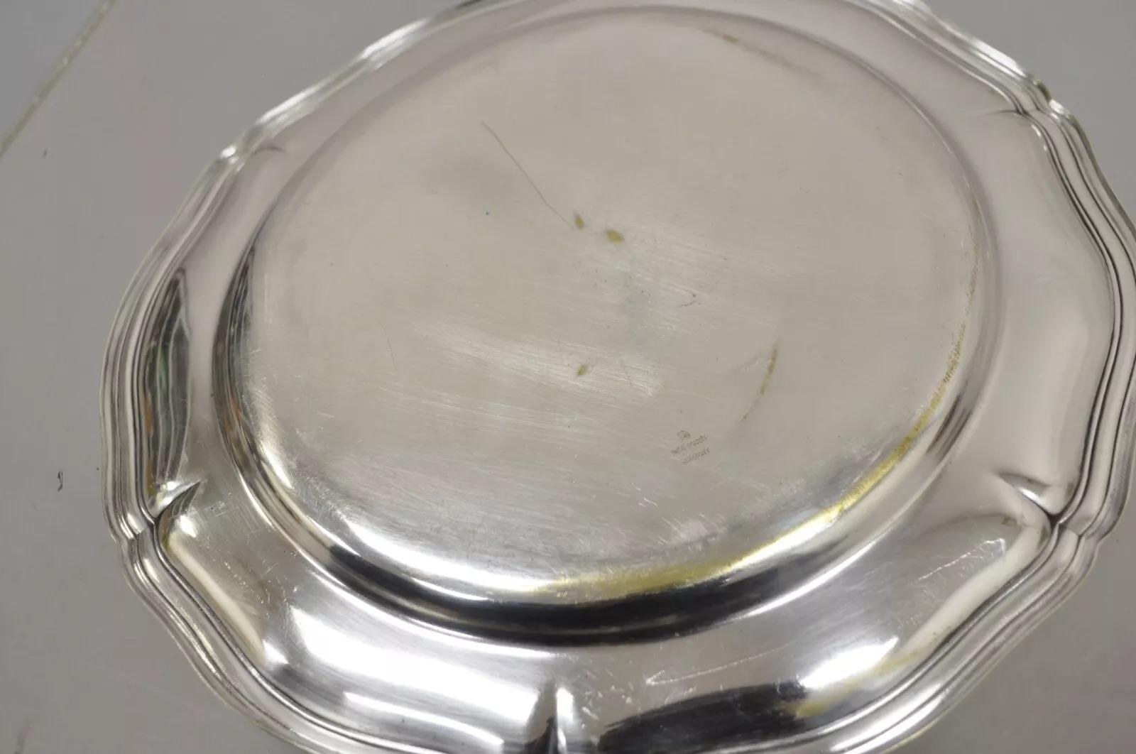 Vintage Hoka Metal Argente Germany Silver Plated Scalloped Round Dish Plate For Sale 1