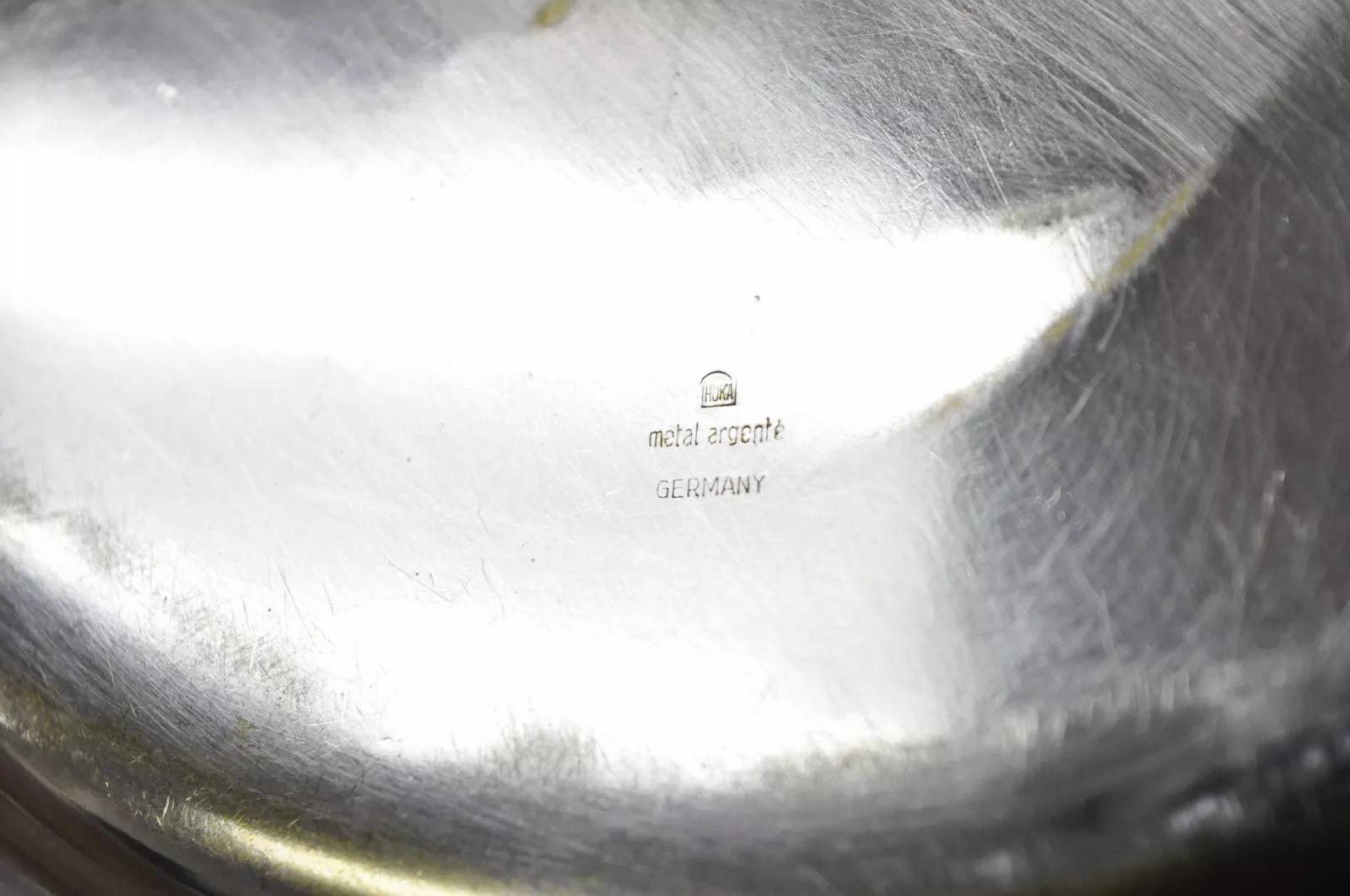 Vintage Hoka Metal Argente Germany Silver Plated Scalloped Round Dish Plate For Sale 2
