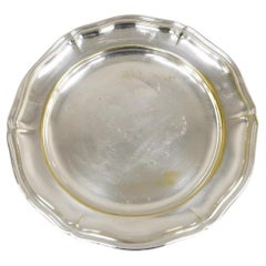 Vintage Hoka Metal Argente Germany Silver Plated Scalloped Round Dish Plate