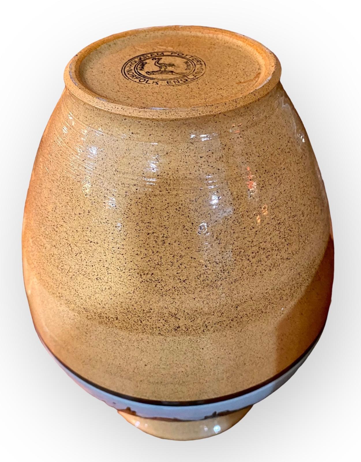 Smaltato Vaso d'epoca in ceramica Holkham Birds Design Hand Made in Norfolk in vendita
