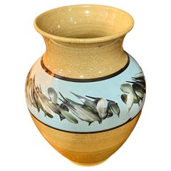 Vintage Holkham Pottery Vase Birds Design Hand Made In Norfolk