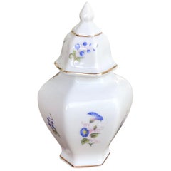 Vintage Hollohaza Porcelain Urn with Flower Pattern, Stamped