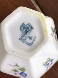 Vintage Hollohaza Porcelain Urn with Flower Pattern, Stamped