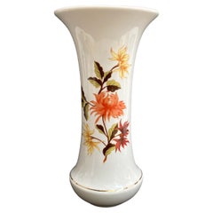 Vintage Hollohaza Vase in Porcelain with Floral & Gold Decor, Hungary, 1970s