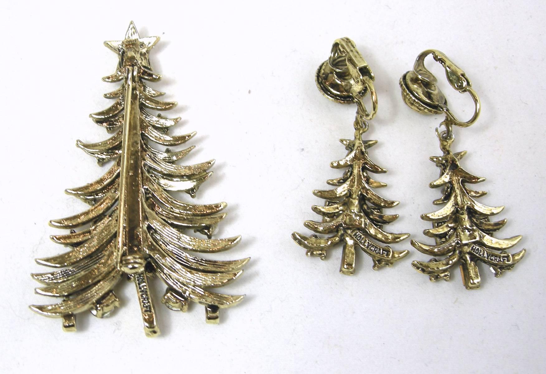 hollycraft christmas tree brooch