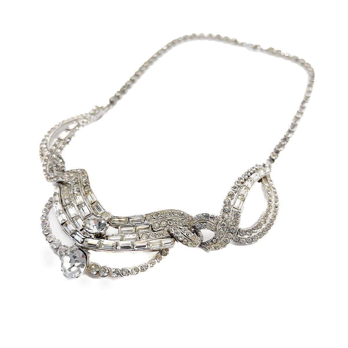 Vintage Hollywood Deco Inspired Paste Necklace 1950s In Good Condition For Sale In Wilmslow, GB