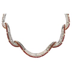 Vintage Hollywood Glam 20 Ctw Diamond Ruby Gala Necklace