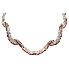 Retro Hollywood Glam 20 Ctw Diamond Ruby Gala Necklace