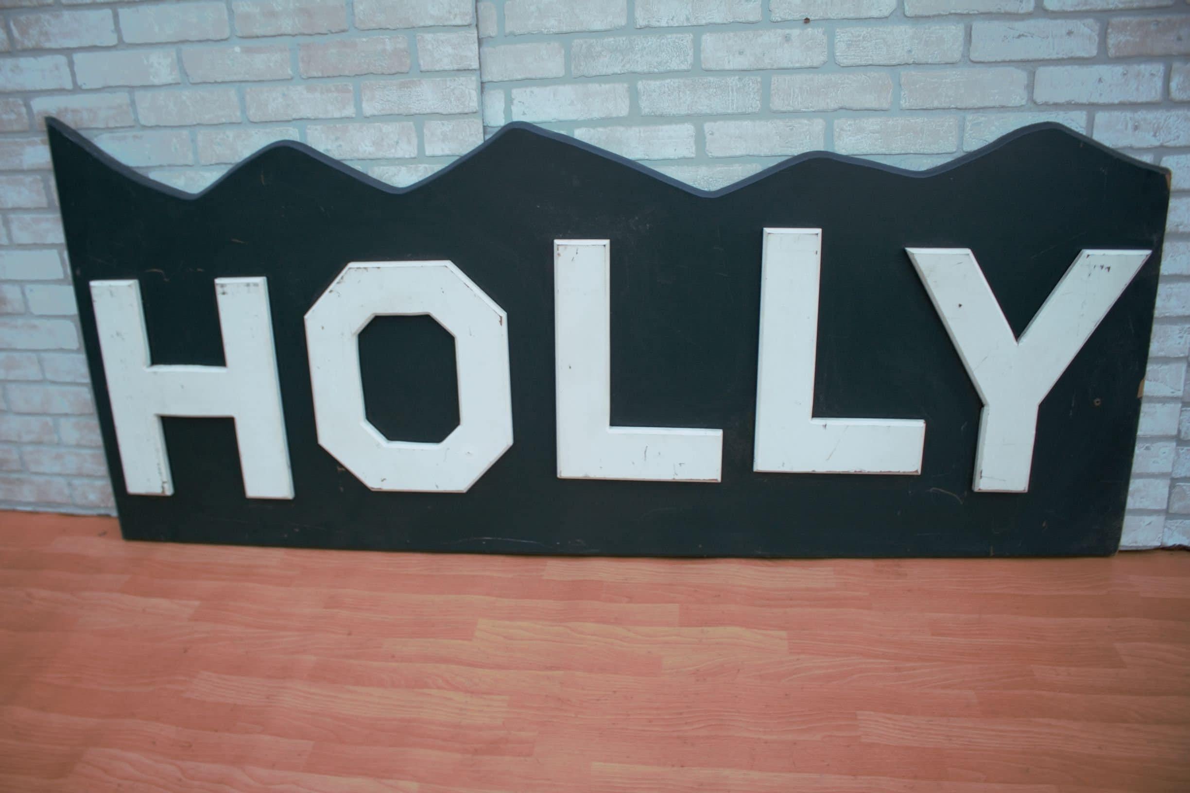 Cartel de pared de madera pintada Vintage Hollywood Hills Moderno en venta