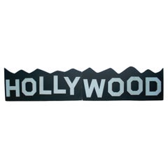 Vintage Hollywood Hills Painted Wood Wall Sign