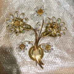 Vintage Hollywood Regency Palwa-Wandleuchte, 24 Karat Gold, Kristall, 1960er Jahre