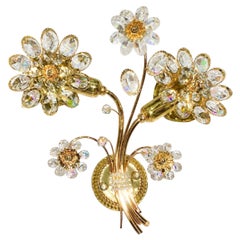 Applique murale Palwa en cristal et or 24 carats, style Hollywood Regency, années 1960