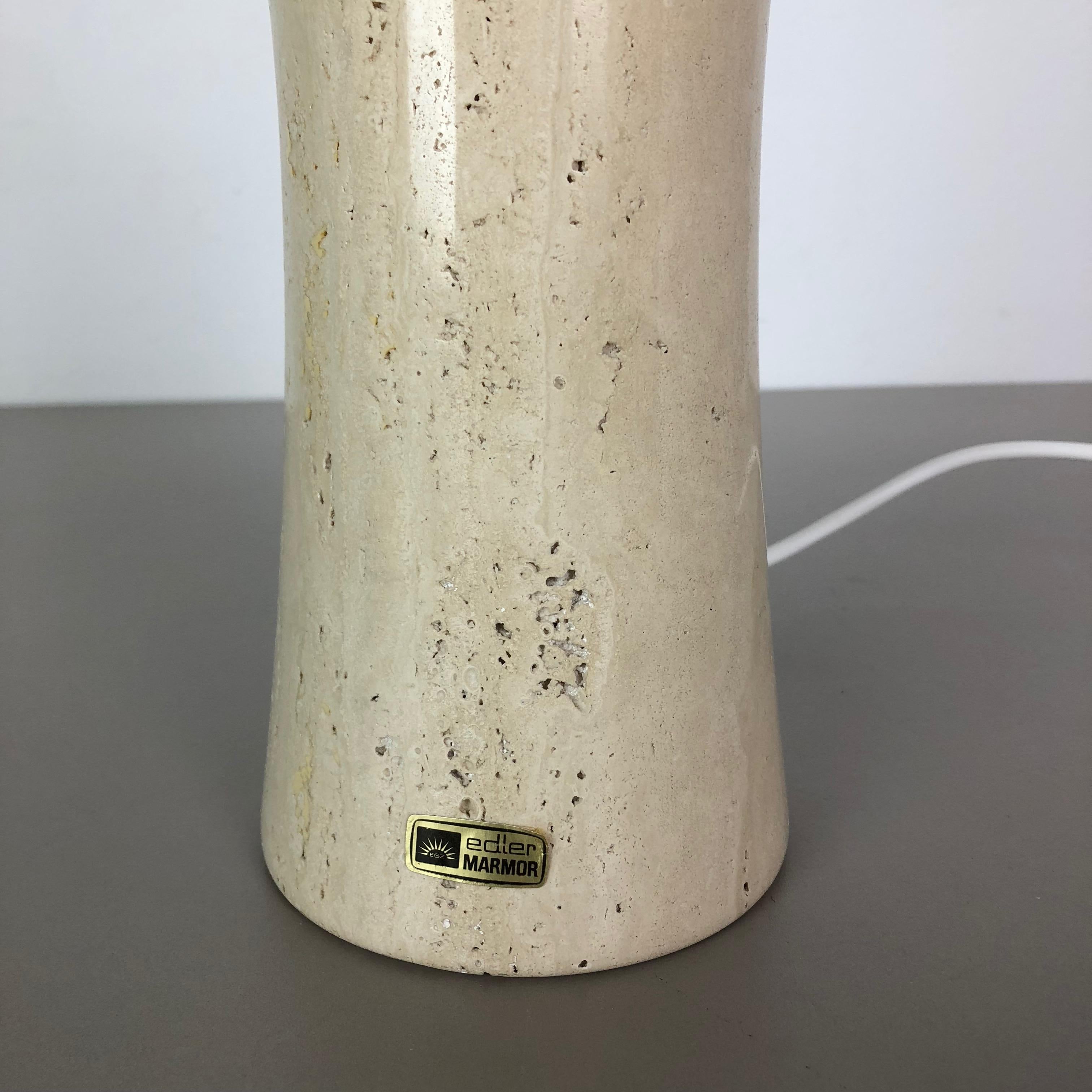 Vintage Hollywood Regency 5.4kg Travertine Marble Table Light Base, Italy, 1970 For Sale 8