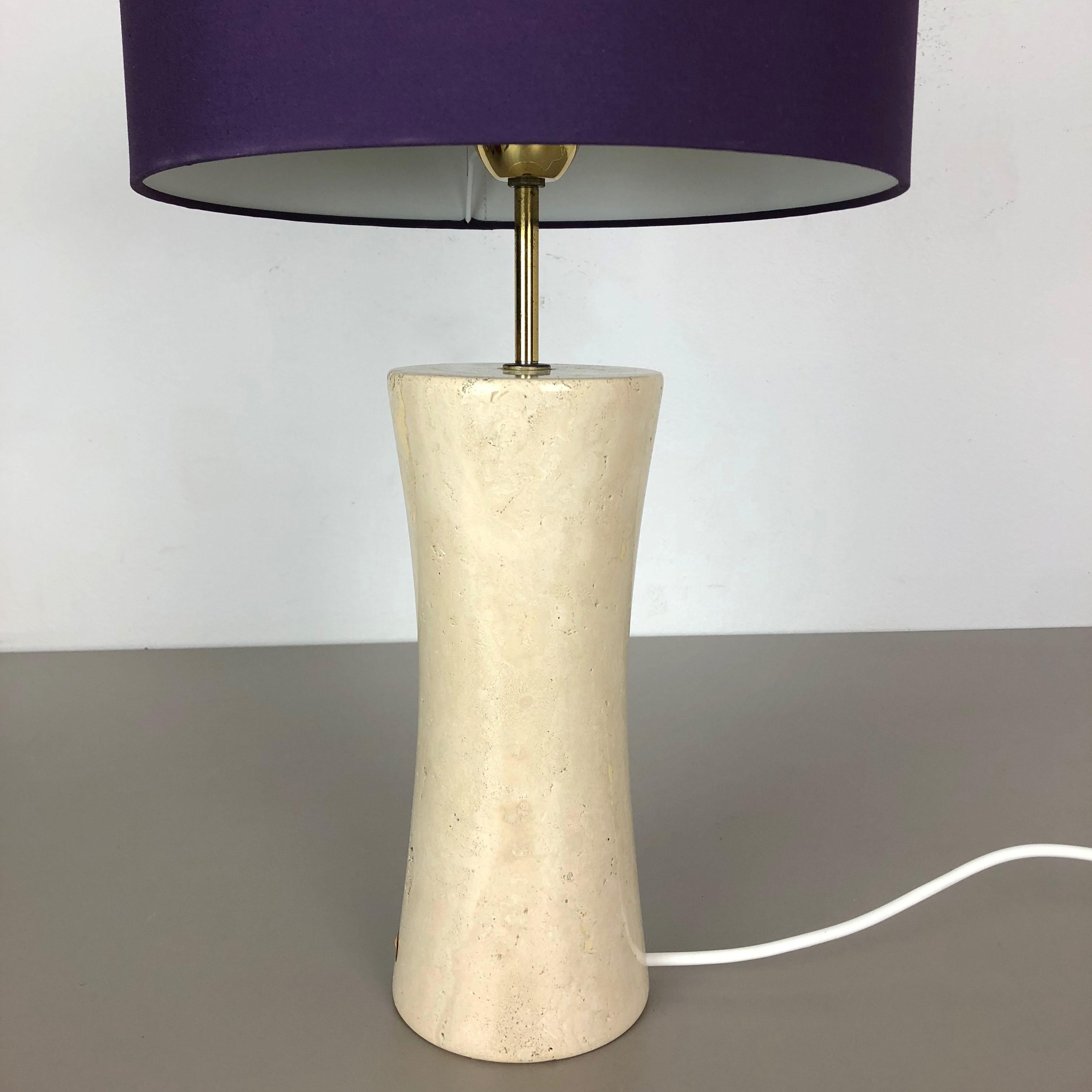 Italian Vintage Hollywood Regency 5.4kg Travertine Marble Table Light Base, Italy, 1970 For Sale