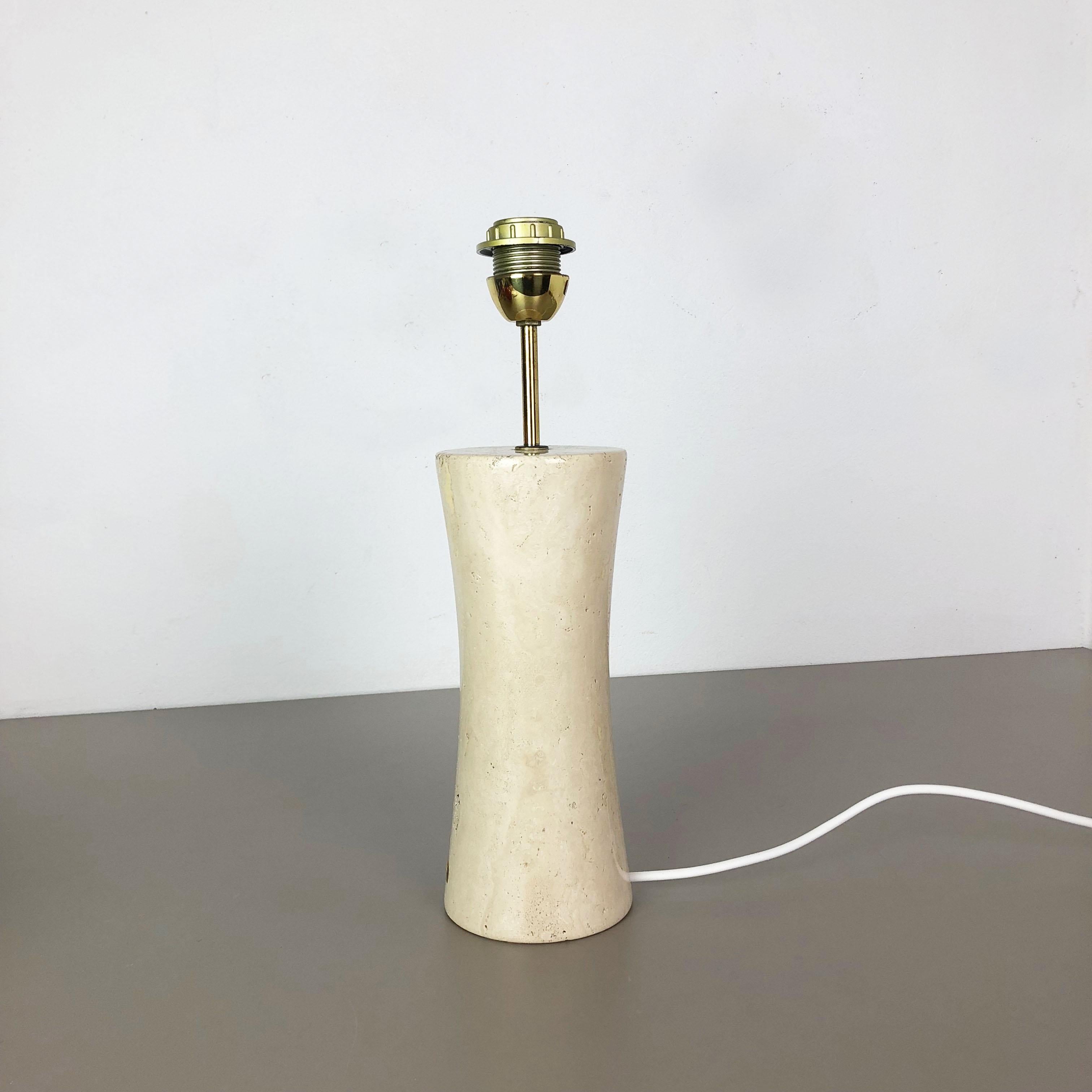 Vintage Hollywood Regency 5.4kg Travertine Marble Table Light Base, Italy, 1970 In Good Condition For Sale In Kirchlengern, DE