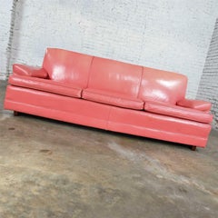 Vintage Hollywood Regency Art Deco Sofa with Original Pink Distressed Leather