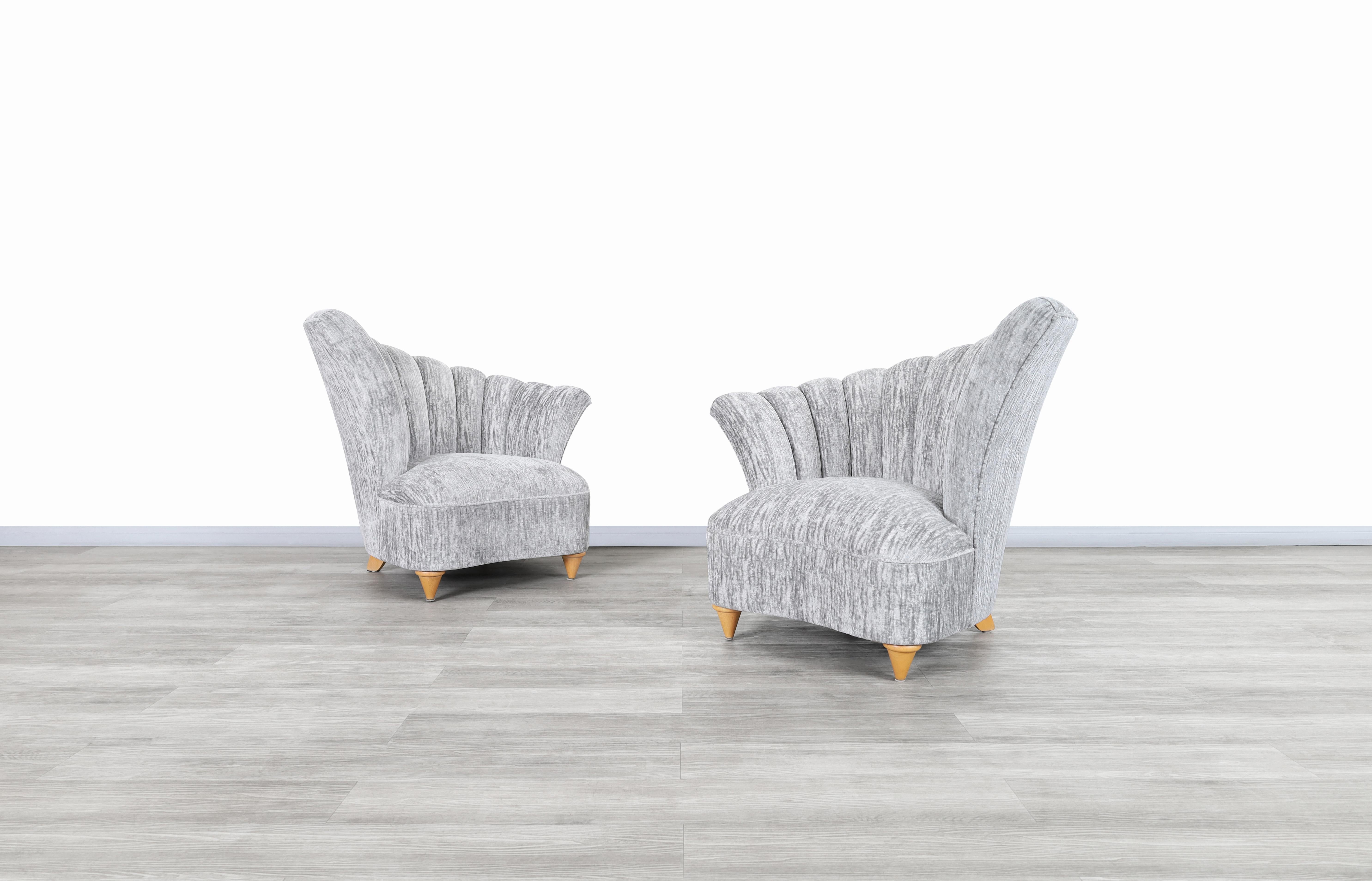 Bellissime sedie vintage in velluto Hollywood Regency 