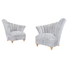 Vintage Hollywood Regency "Asymmetrical" Velvet Chairs