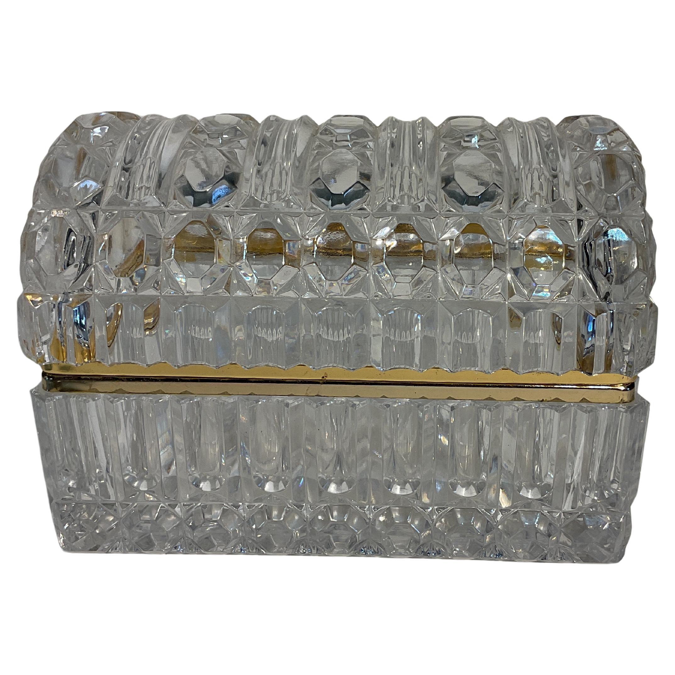 Vintage Hollywood Regency Baccarat-Style Crystal Box