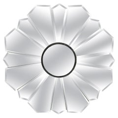 Vintage Hollywood Regency Beveled Glass Sunburst Flower Petal Wall Mirror