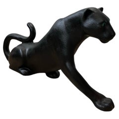 Vintage Hollywood Regency Black Panther Sculpture Safari Chic Postmodern Decor
