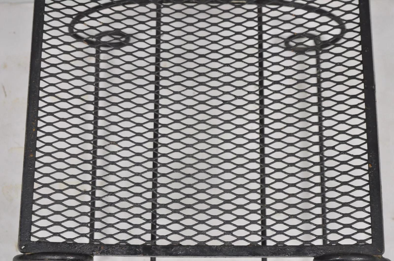 Fer forgé Banc vintage Hollywood Regency en fer forgé noir à enroulement Curule (A) en vente