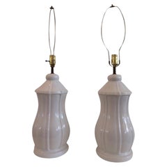 Vintage Hollywood Regency Blanc Pottery Table Lamps, a Pair