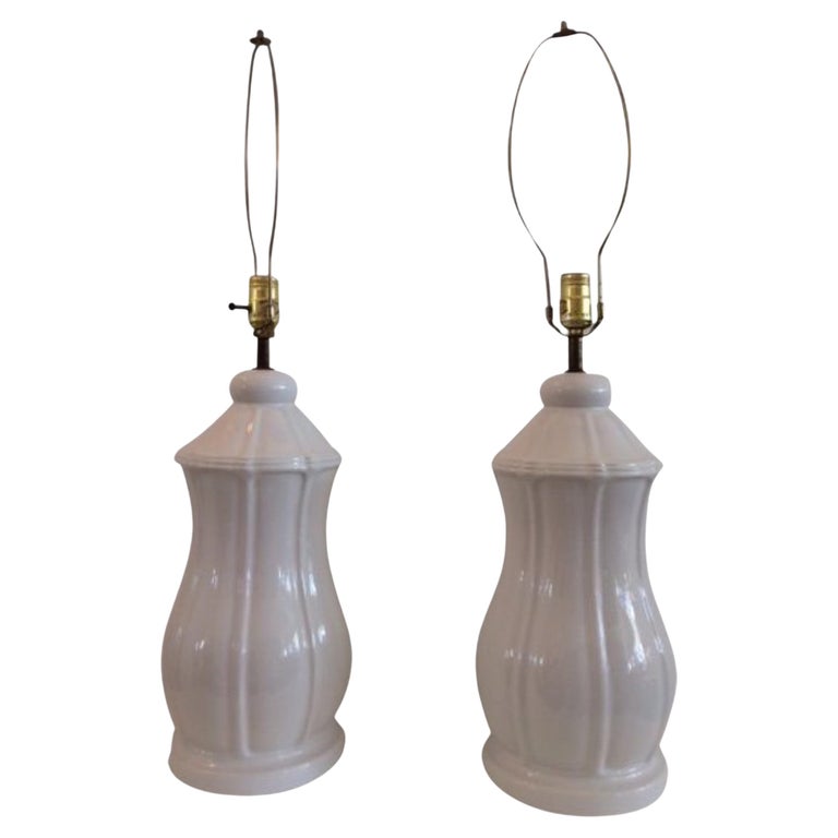 Vintage Hollywood Regency Blanc Pottery Table Lamps, a Pair For Sale at  1stDibs