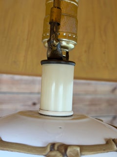 Vintage Hollywood Regency Boho Faux Bamboo “Icing” Ceramic Table Lamps With Raff