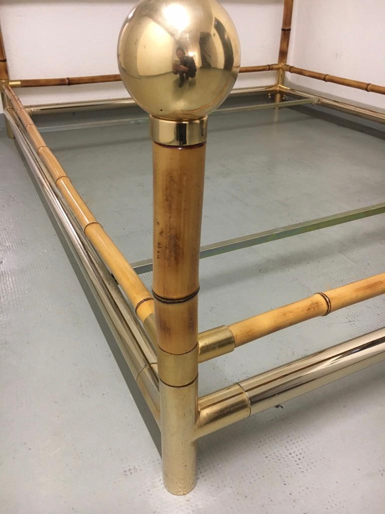 Vintage Hollywood Regency Brass and Bamboo Bed, circa 1970s For Sale 2