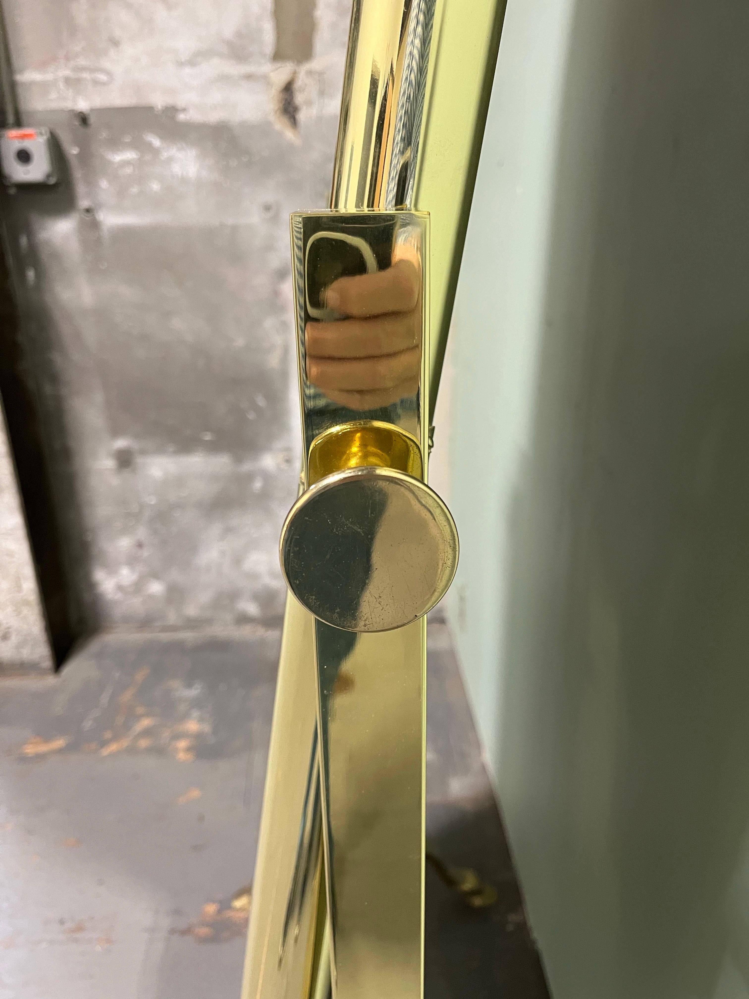 Vintage Hollywood Regency Brass Cheval Mirror Hoof Feet In Good Condition For Sale In W Allenhurst, NJ