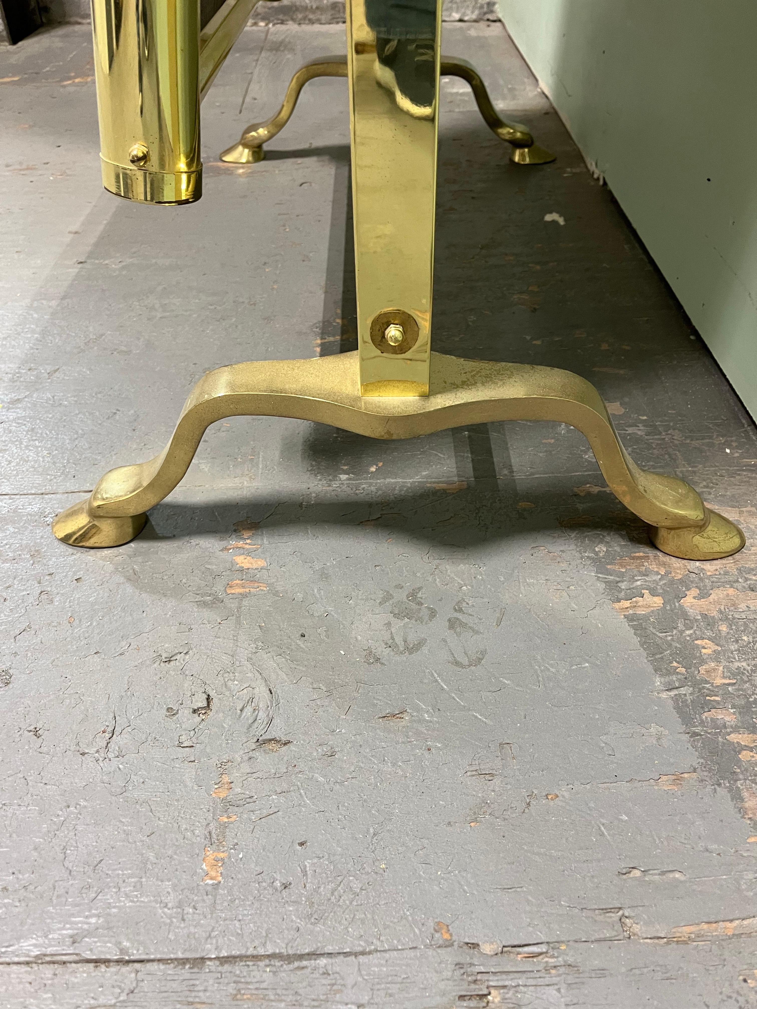 Vintage Hollywood Regency Brass Cheval Mirror Hoof Feet For Sale 1