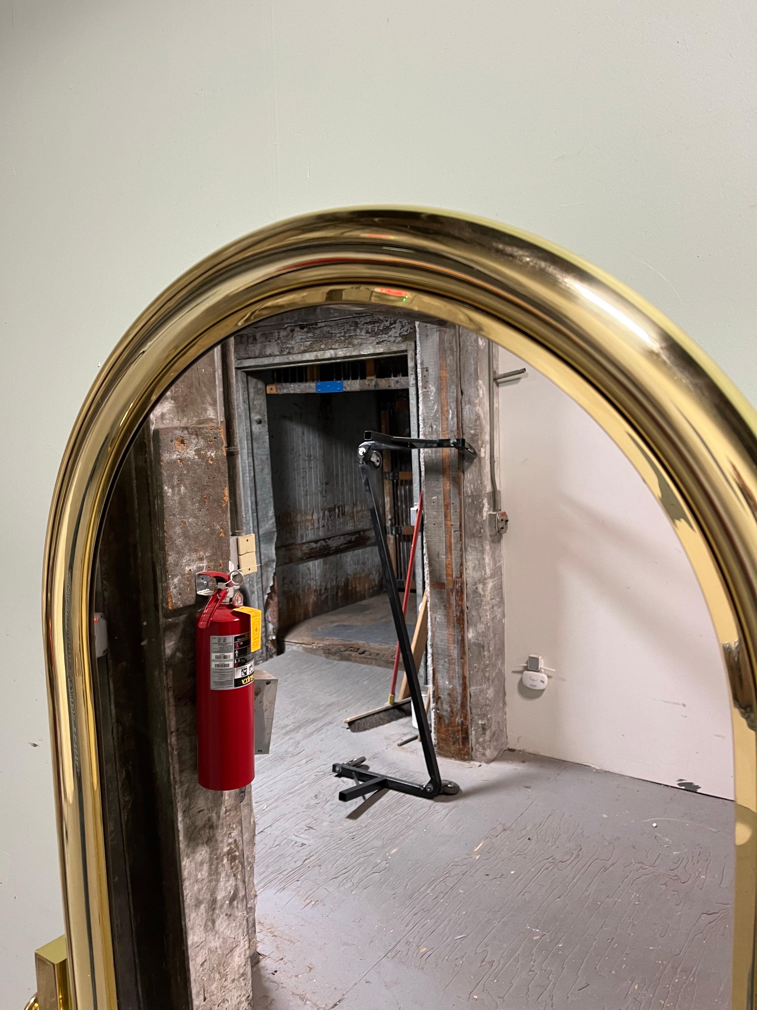 Vintage Hollywood Regency Brass Cheval Mirror Hoof Feet For Sale 3