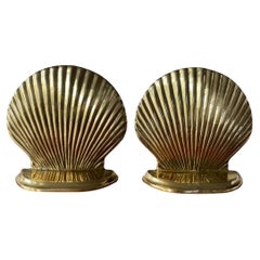 Vintage Hollywood Regency Messing Muschelschale Muschel Buchstützen