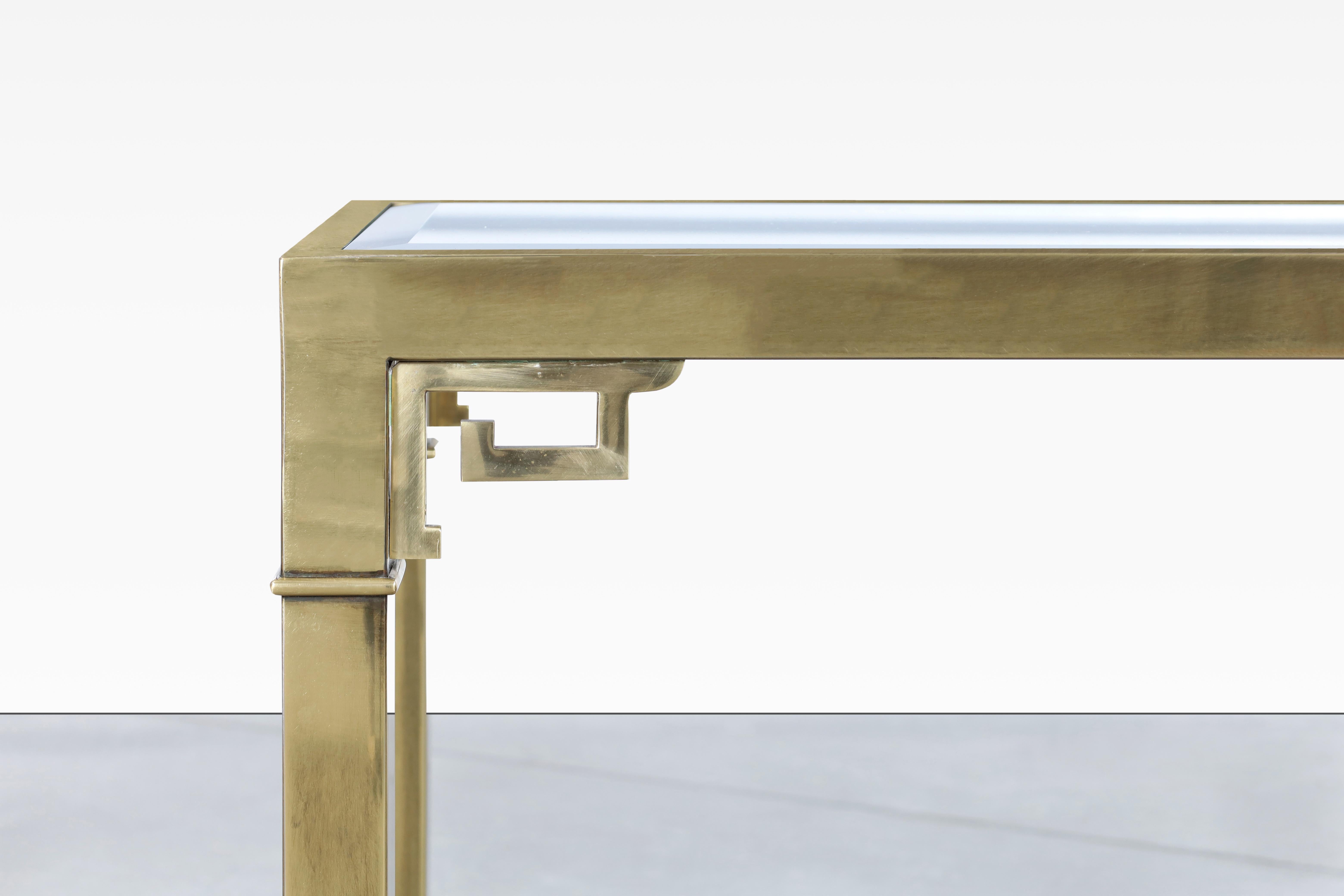 Mid-Century Modern Vintage Hollywood Regency Brass Console Table by Mastercraft For Sale