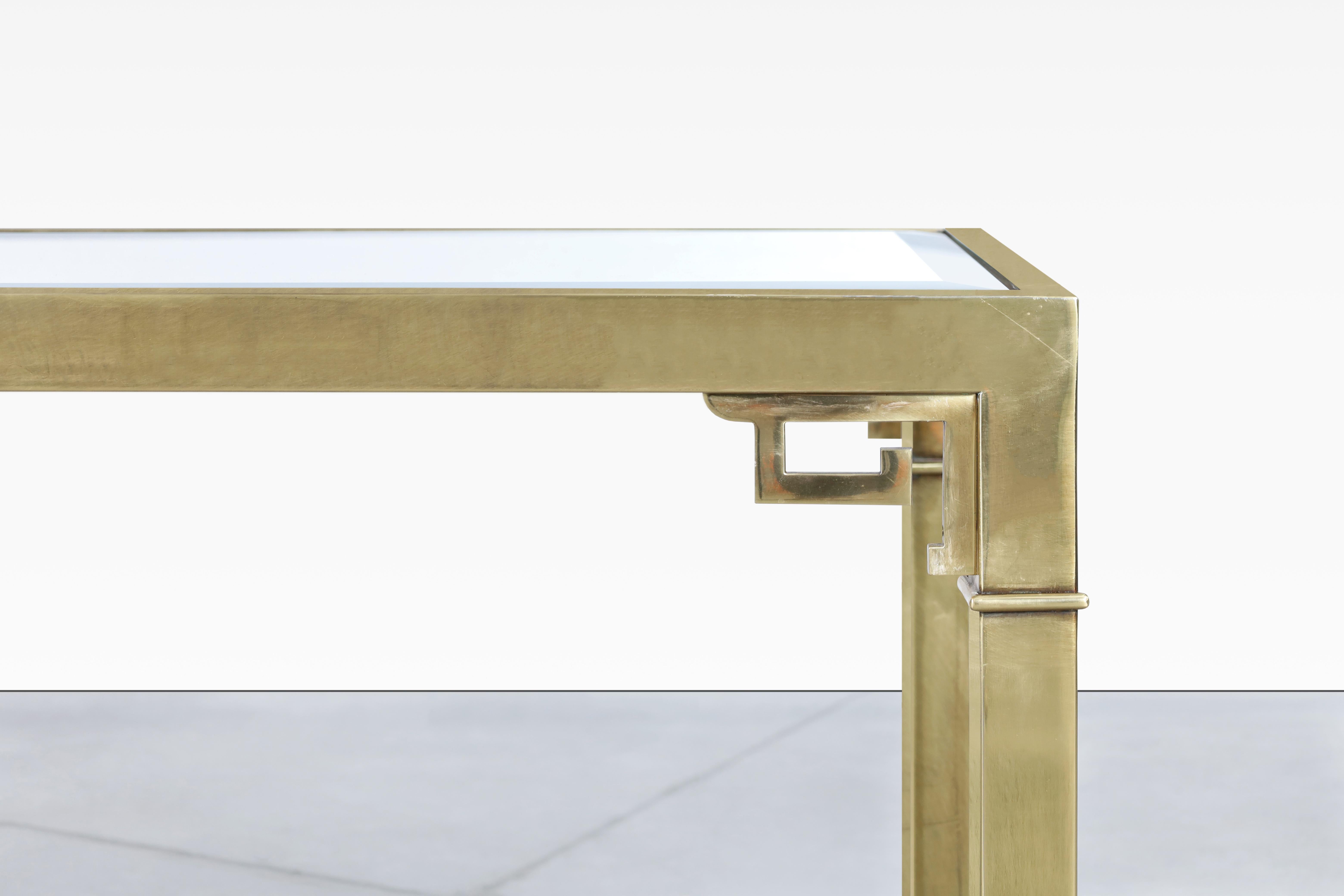 American Vintage Hollywood Regency Brass Console Table by Mastercraft