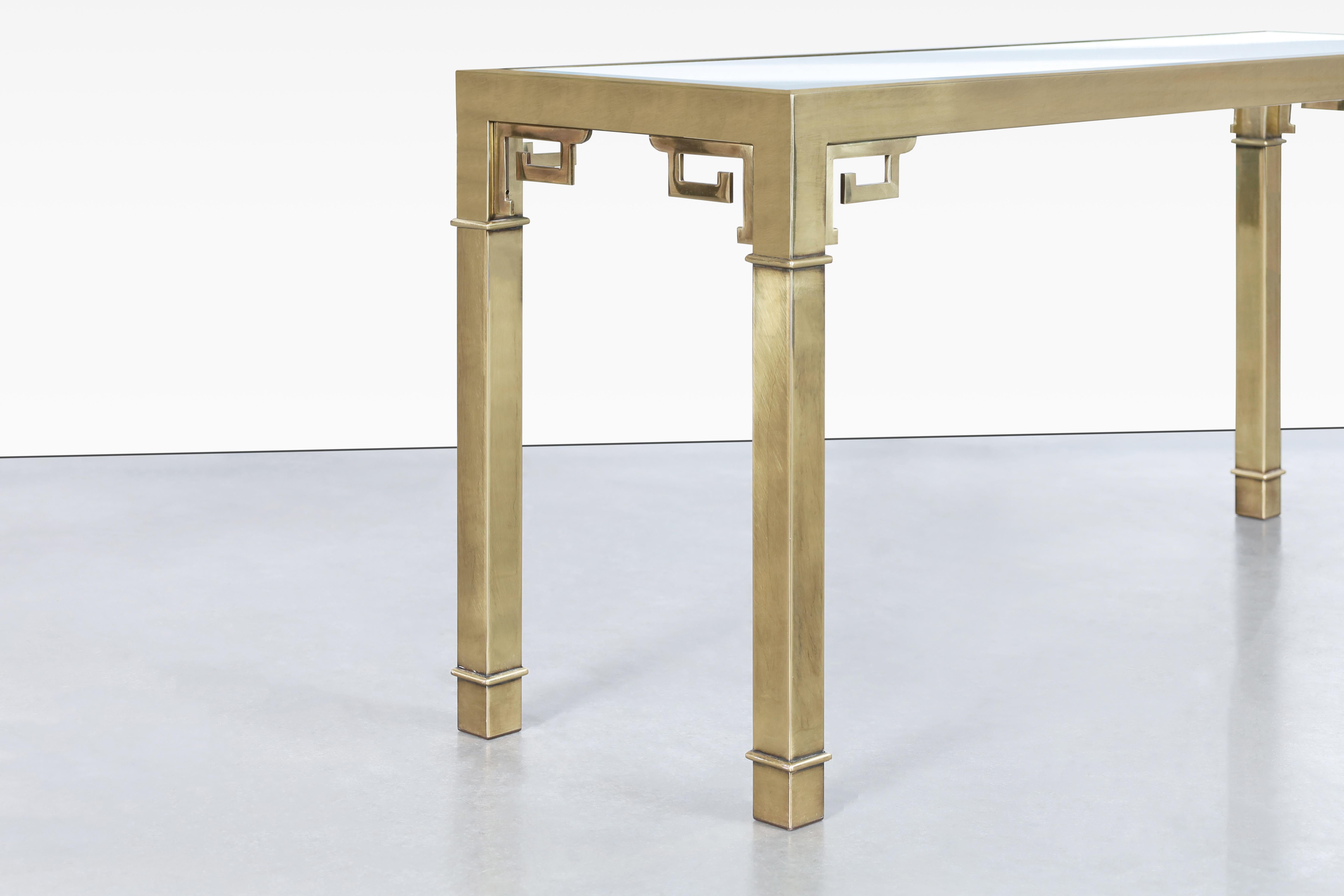 Late 20th Century Vintage Hollywood Regency Brass Console Table by Mastercraft For Sale