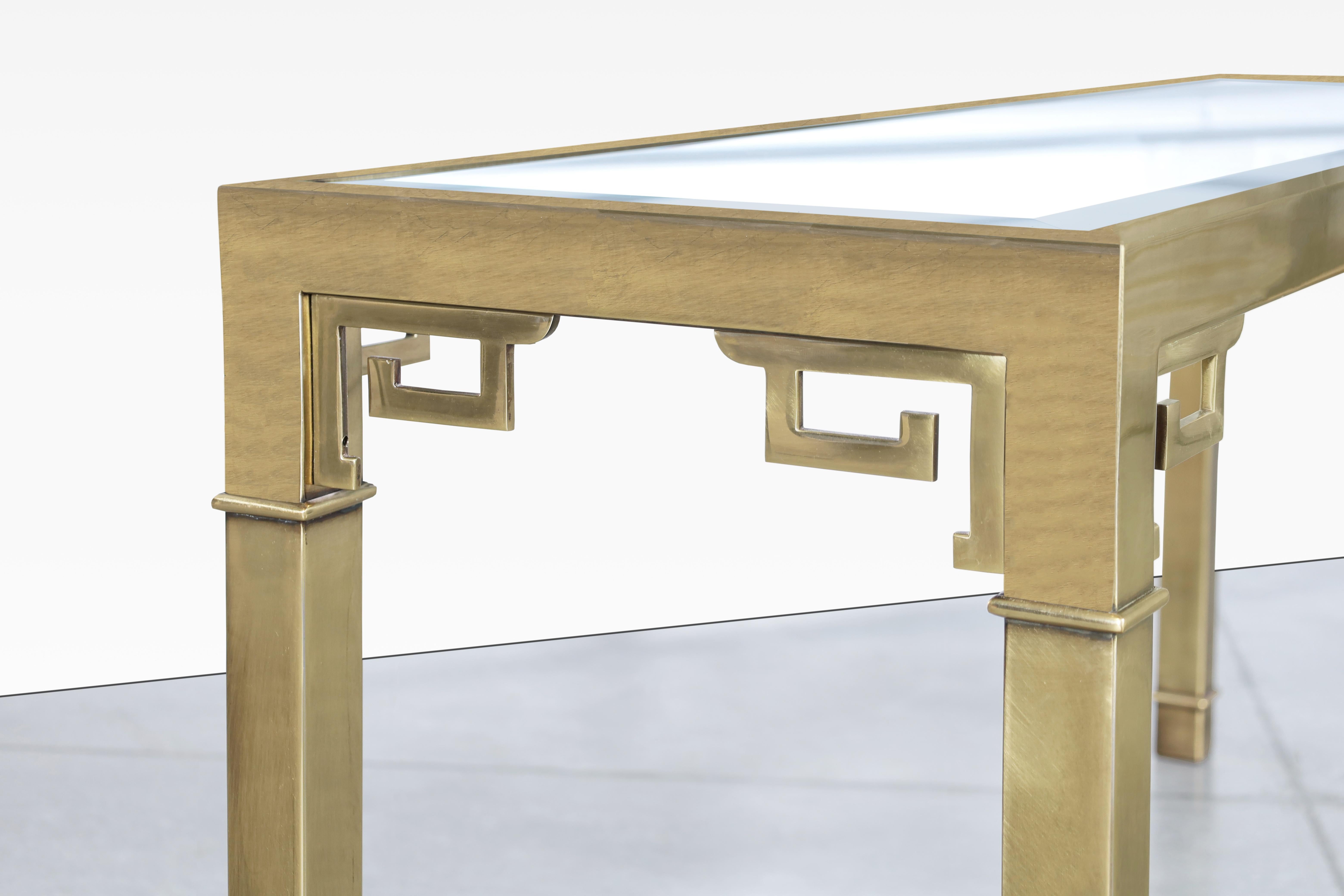 Vintage Hollywood Regency Brass Console Table by Mastercraft 1