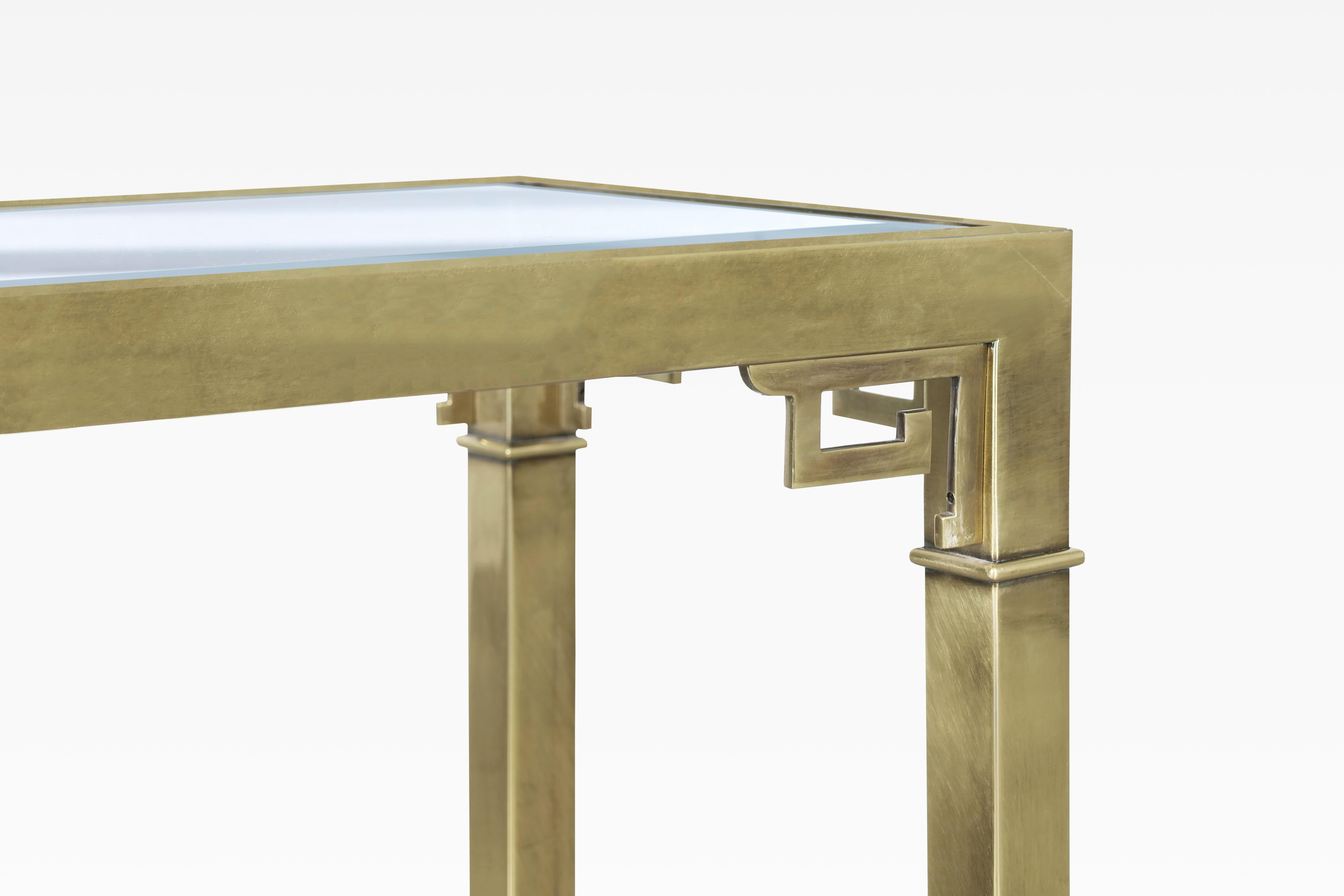 Vintage Hollywood Regency Brass Console Table by Mastercraft For Sale 2