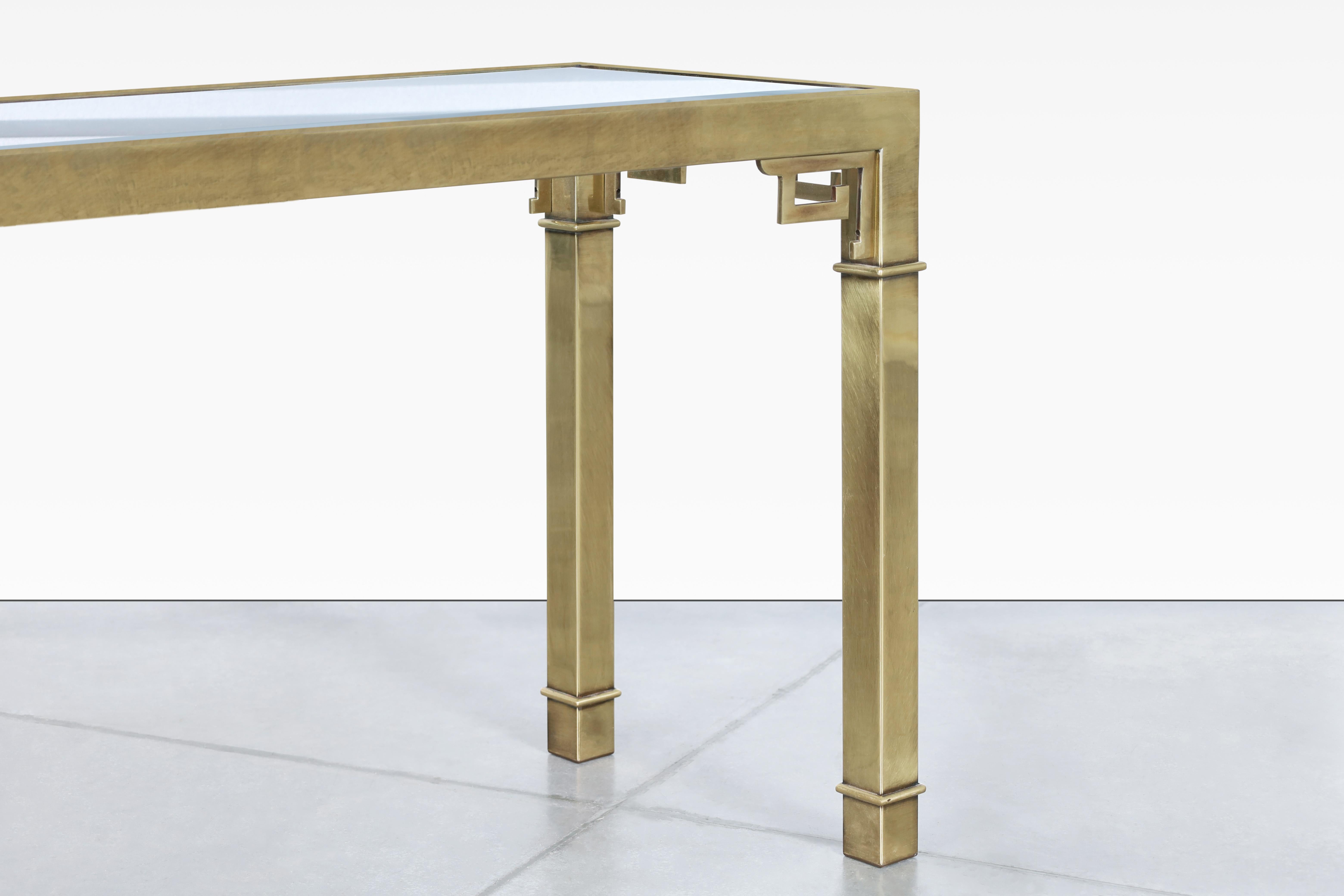 Vintage Hollywood Regency Brass Console Table by Mastercraft 3