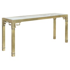 Vintage Hollywood Regency Brass Console Table by Mastercraft