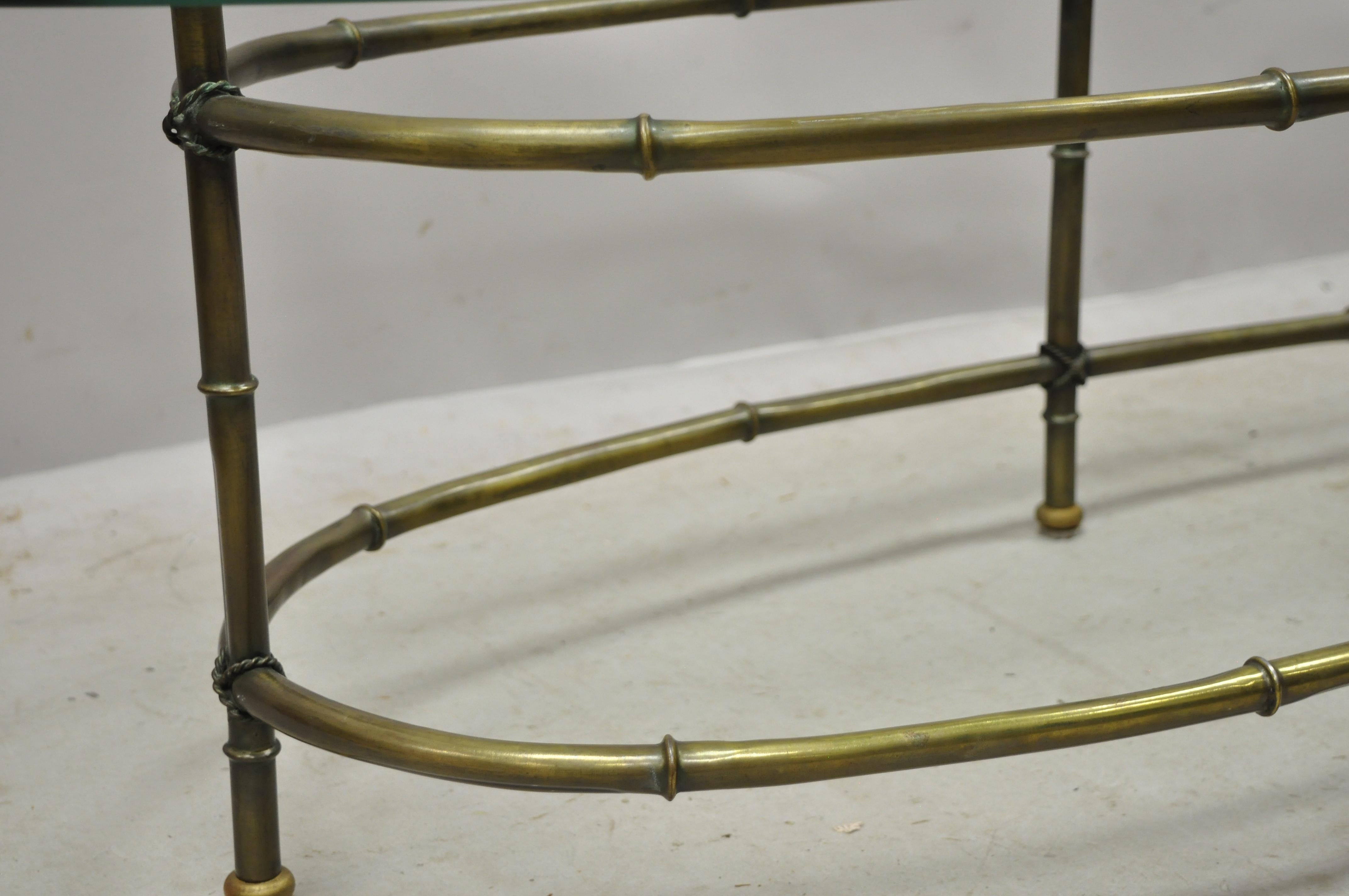 vintage brass and glass oval coffee table