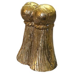 Vintage Hollywood Regency Brass Faux Tassel Bookend or Doorstop - 1970s
