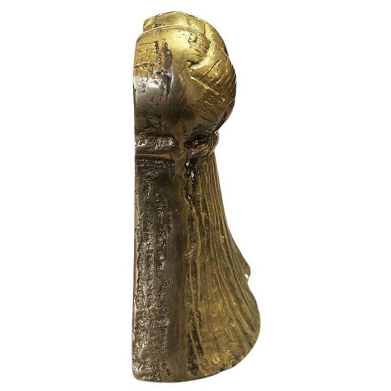 Vintage Hollywood Regency Brass Faux Tassel Bookend or Doorstop - 1970s In Good Condition For Sale In Oklahoma City, OK
