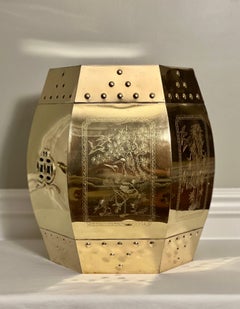 Vintage Hollywood Regency Brass Garden Stool or Side Table