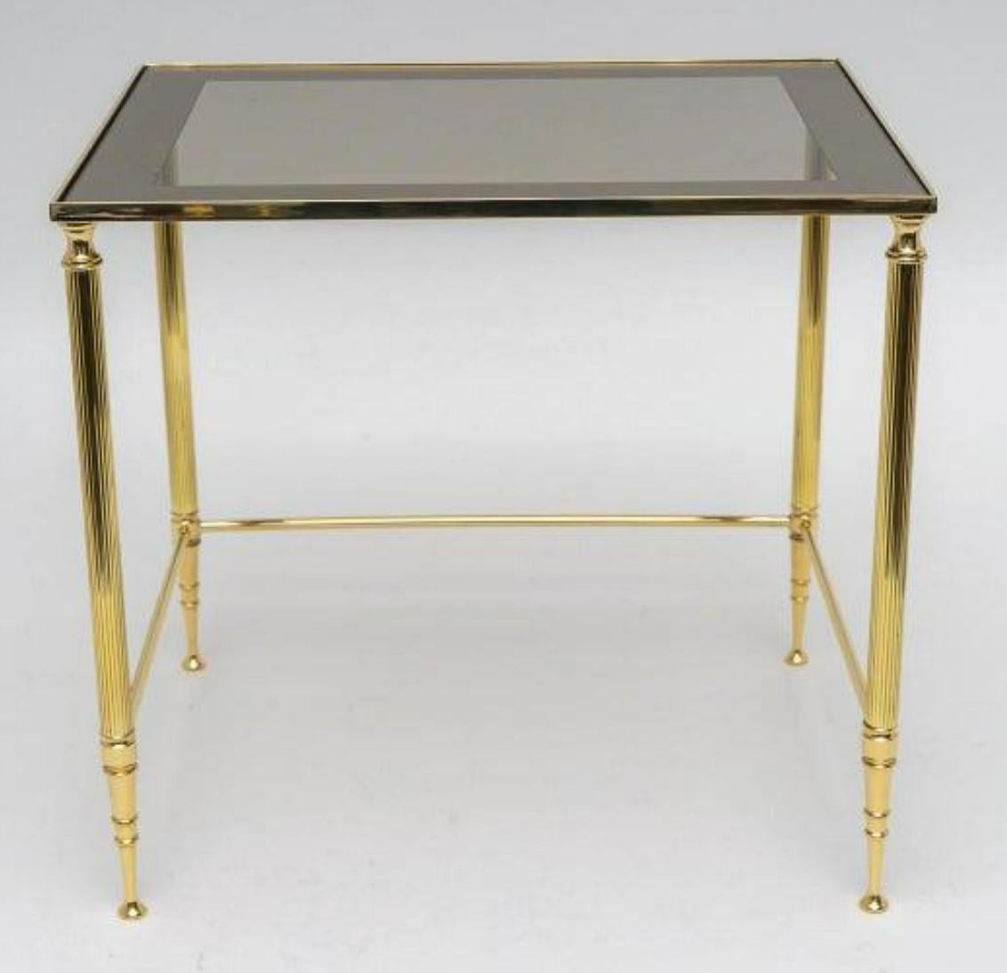 Vintage Hollywood Regency Brass & Glass Nesting Tables attr. to Maison Jansen In Good Condition For Sale In Southampton, NJ