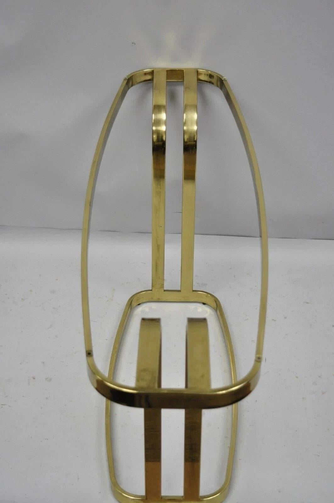 Vintage Hollywood Regency Brass & Glass Sculptural Gold Console Sofa Hall Table In Good Condition For Sale In Philadelphia, PA